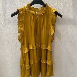 Anthropologie Golden Ruffle Blouse